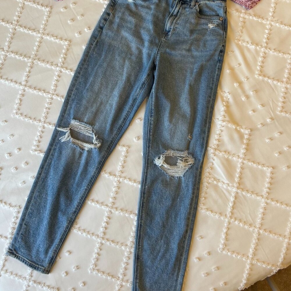 American Eagle Curvy Mom Ripped Stretch Jeans SIZE 0 - Picture 10 of 12